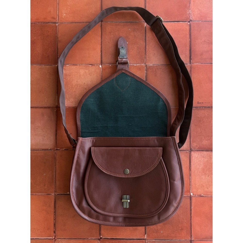 Rustic Town Brown Leather Crossbody Satchel Bag Renaissance Faire 13x11” NWOT - Picture 2 of 6